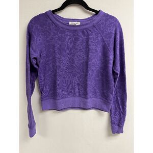 Aeropostale Womens Pullover Crew neck Floral Print Knit Sweater Purple Size SP